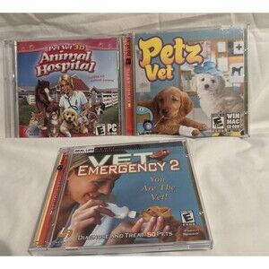 Petz Vet, Pet Vet 3D Animal Hospital & Vet Emergency 2 CD-ROM Software 2 Discs